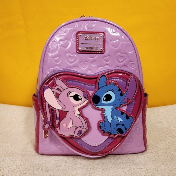 Loungefly Disney Lilo & Stitch Angel & Stitch Heart Moving Mini Backpack NEW main image 7
